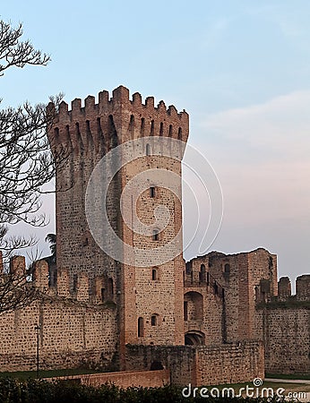 Fortified walls of Este castle ruin. Stock Photo