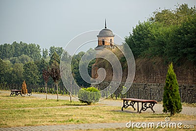 Fortified walls of medieval Dubno Castle at Dubno town, Rivne region, Ukraine Stock Photo