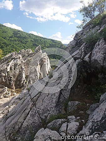 Fortress church high in the mountain. Stock Photo