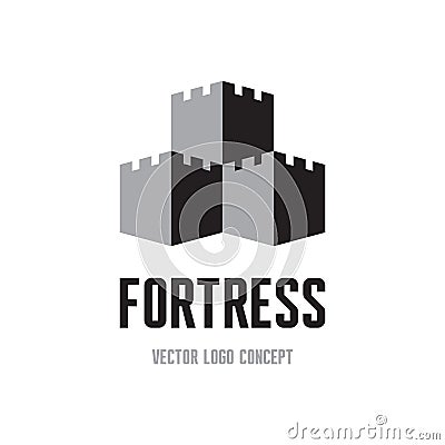 Fortress - creative logo sign concept. Castle tower abstract illustration. Vector logo template Vector Illustration