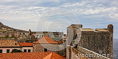 Fortress in Dubrovnik Ancient town sea view, Croatia Stock Photo
