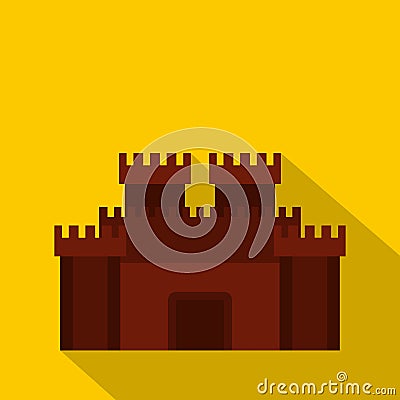 Fortress with gate icon, flat style Vector Illustration