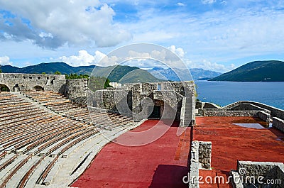 Fortress Kanli Kula (Bloody Tower) on background of sea, Herceg Stock Photo