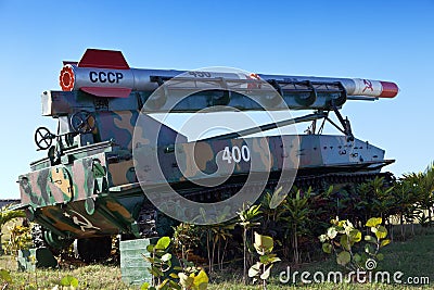 Fortress Morro- Cabana. The exhibition of the Soviet weapon devoted to memory of the Caribbean Crisis.Cuba. Editorial Stock Photo