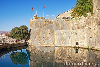 Fortress of Old Town of Kotor. View of southern walls and Gurdic Bastion. Montenegro Stock Photo