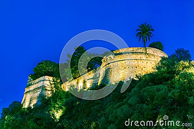 Prince`s Palace of Monaco. Night Stock Photo