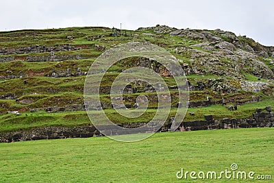 Sacsayhuaman Fortress - view of ensemble- Peru 128 Stock Photo