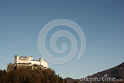 A european medeival castle in the winter sun Stock Photo