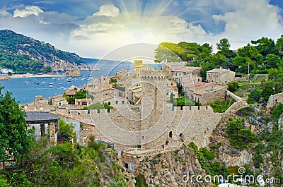 Fortress of Tossa de Mar on the Costa Brava, region of northeast Stock Photo