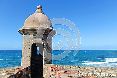 Fortress tower in Old San Juan Puerto Rico Stock Photo