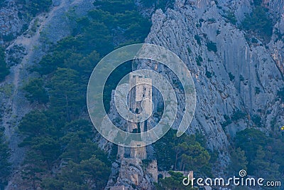 Fortress Mirabela above the city of Omis Stock Photo