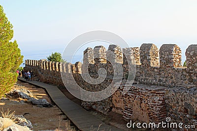 Fortress wall of the Alanya castle in the Old Town Alanya, Turkey Stock Photo