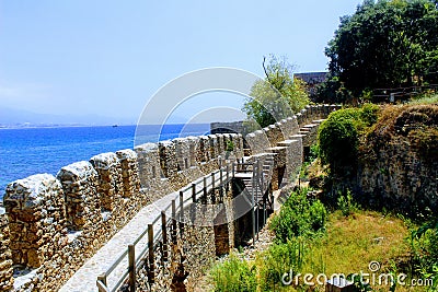 Fortress wall of the Alanya castle in the Old Town Alanya, Turkey Stock Photo