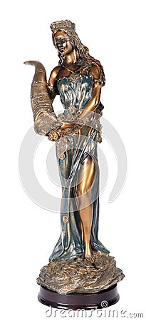 Fortuna, Goddess of abundance, isolated over white background Stock Photo