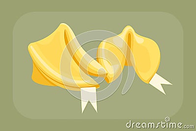 Fortune cookie homemade breakfast bake cakes and tasty snack biscuit pastry delicious sweet dessert bakery Vector Illustration