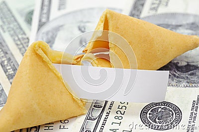 Fortune cookie with money Stock Photo