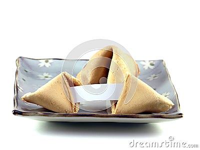 Fortune Cookies and blank lucky note Stock Photo