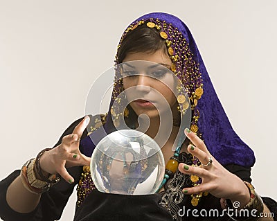 Fortune-teller with Crystal Ball Stock Photo