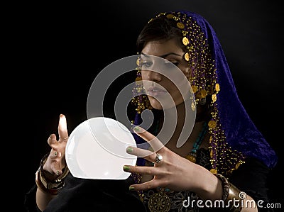 Fortune-teller with Crystal Ball Stock Photo