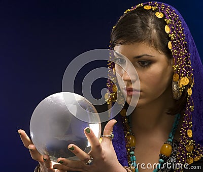 Fortune-teller with Crystal Ball Stock Photo