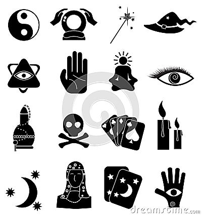 Fortune teller icons set Vector Illustration