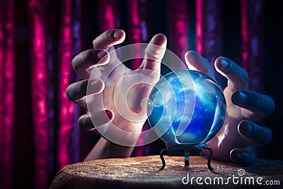 Fortune teller's Crystal Ball with dramatic lighting Stock Photo