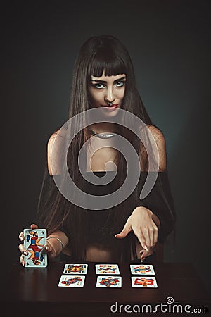 Fortune teller with tarots Stock Photo