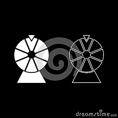 Fortune wheel drum lucky spin game casino gambling winner roulette set icon white color vector illustration image solid fill Vector Illustration