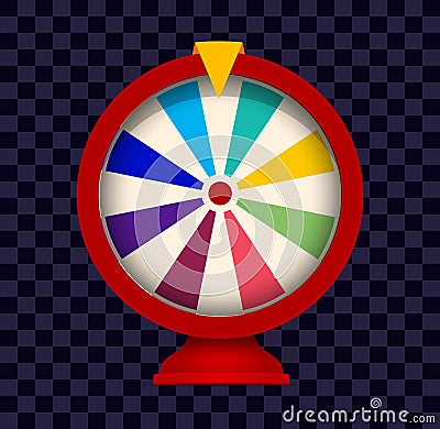Fortune wheel logo. Colorful gamblig website emblem. Casino random choice slot machine icon. Lottery jackpot sign on Vector Illustration