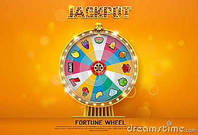 Fortune wheel spinning on bokeh background Vector Illustration