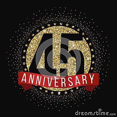 Forty five years anniversary celebration logotype. 45th anniversary logo. Stock Photo