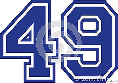 Forty-nine college number 49 Vector Illustration