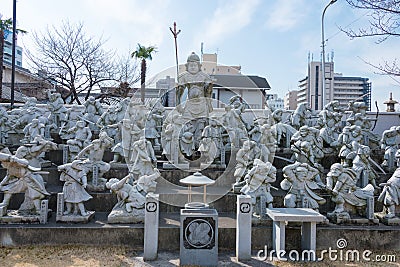 Forty-seven Ronin Statues at Kissho-ji Temple in Tennoji, Osaka, Japan. a famous historic site Editorial Stock Photo