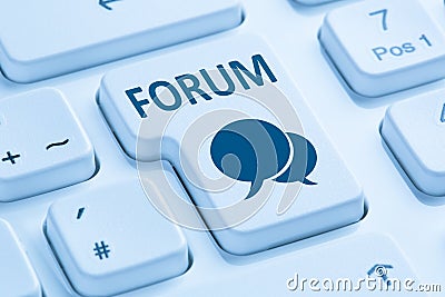 Forum communication community internet blog media discussion blu Stock Photo