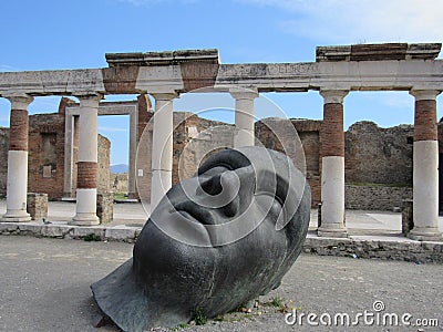 The Forum with statues in Pompeii, Italy Editorial Stock Photo