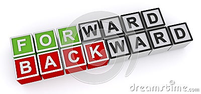 Forward backward word blocks Stock Photo