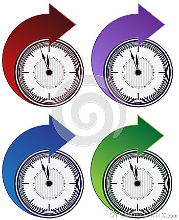 Forward Clock Arrow Set Vector Illustration