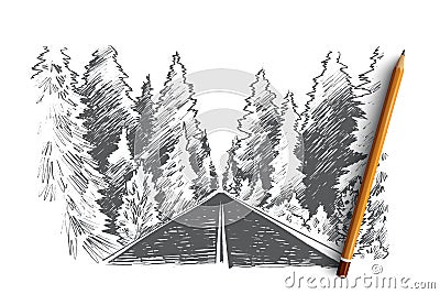 Only forward concept. Hand drawn isolated vector. Vector Illustration