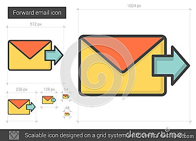 Forward email line icon. Vector Illustration