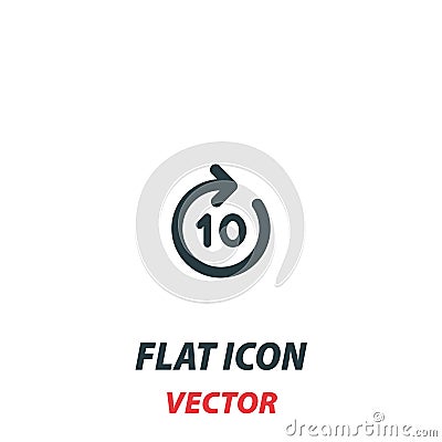 Forward 10 icon in a flat style. Vector illustration pictogram on white background. Isolated symbol suitable for mobile concept, Vector Illustration