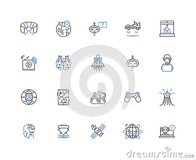 Forward view line icons collection. Progress, Direction, Future, Vision, Anticipation, Hope, Optimism vector and linear Vector Illustration