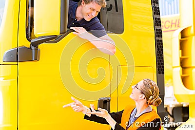 Forwarder or truck driver in drivers cap Stock Photo