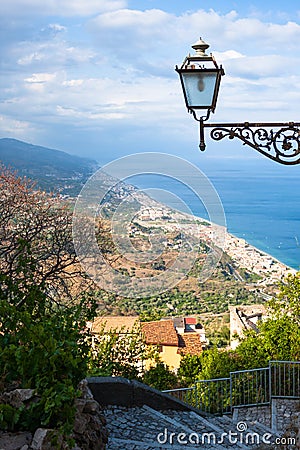 Forza d'Agro - Sicilian historical city on the rock over Ionian Stock Photo