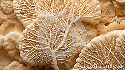 Fossil imprint in the sediment. Textured surface with convex veins. Abstract fake fossil formation. Top view. Generative AI. Stock Photo