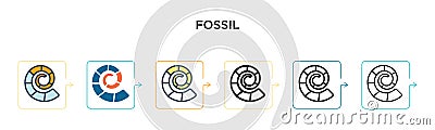 Fossil vector icon in 6 different modern styles. Black, two colored fossil icons designed in filled, outline, line and stroke Vector Illustration