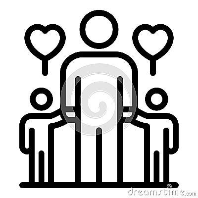 Foster family kids icon, outline style Vector Illustration