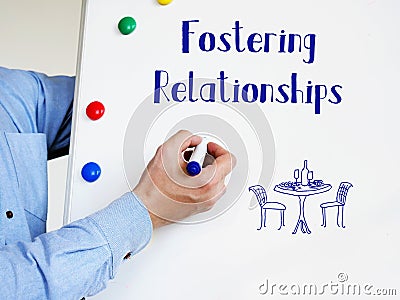 Fostering Relationships sign on the sheet Stock Photo