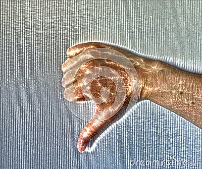 Foto of a glowing human female hand with a kirlian aura showing different symbols Stock Photo