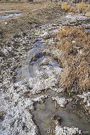 Alkaline clay bog in energy field Stock Photo