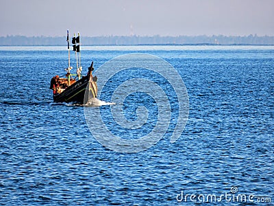 Ocean view with boat found in saint martin island. Editorial Stock Photo